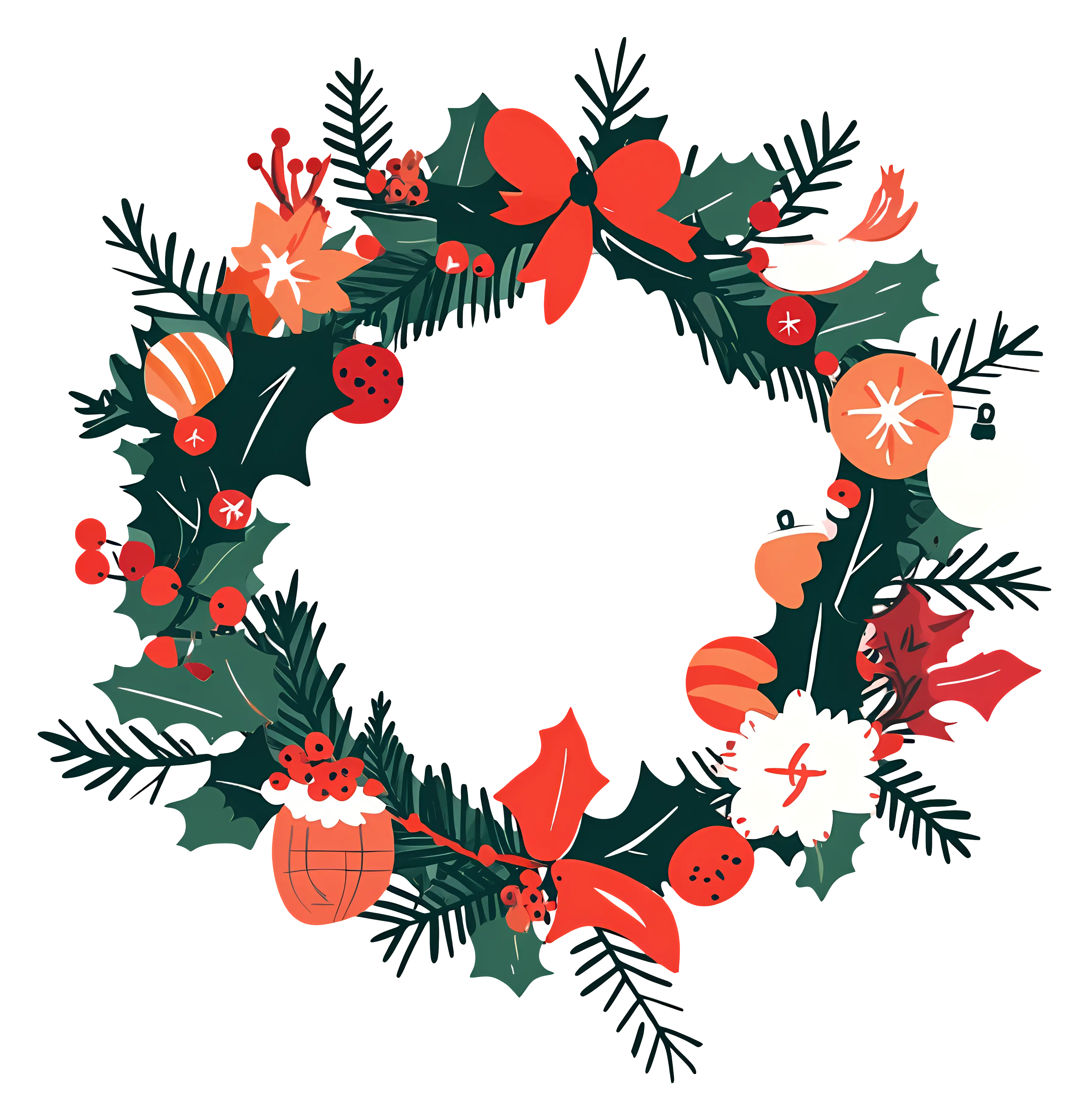 Beautiful Christmas Wreath Illustration with Ornaments