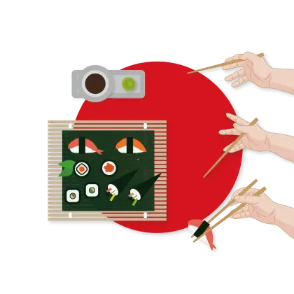 Traditional Sushi with Chopsticks