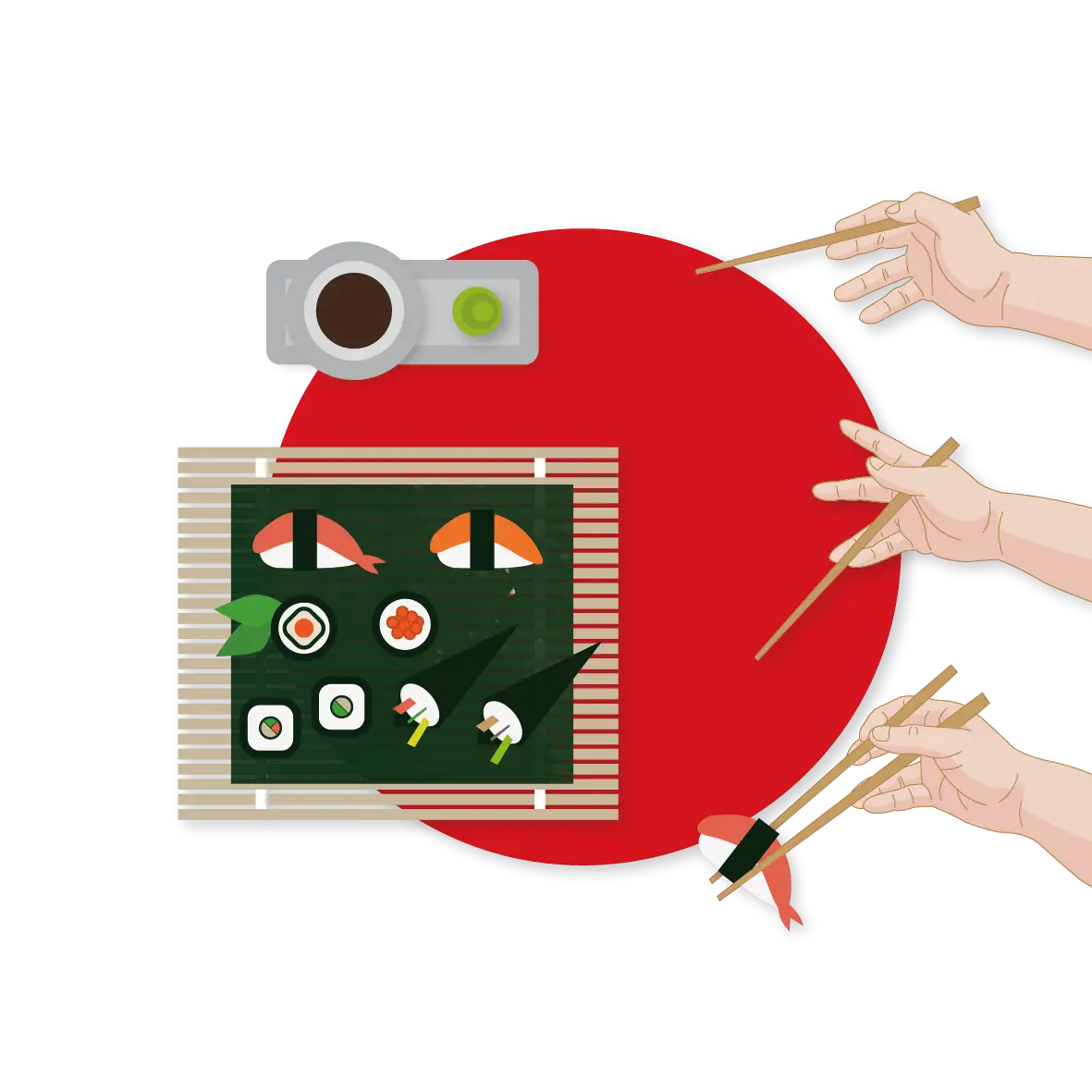 Traditional Sushi with Chopsticks