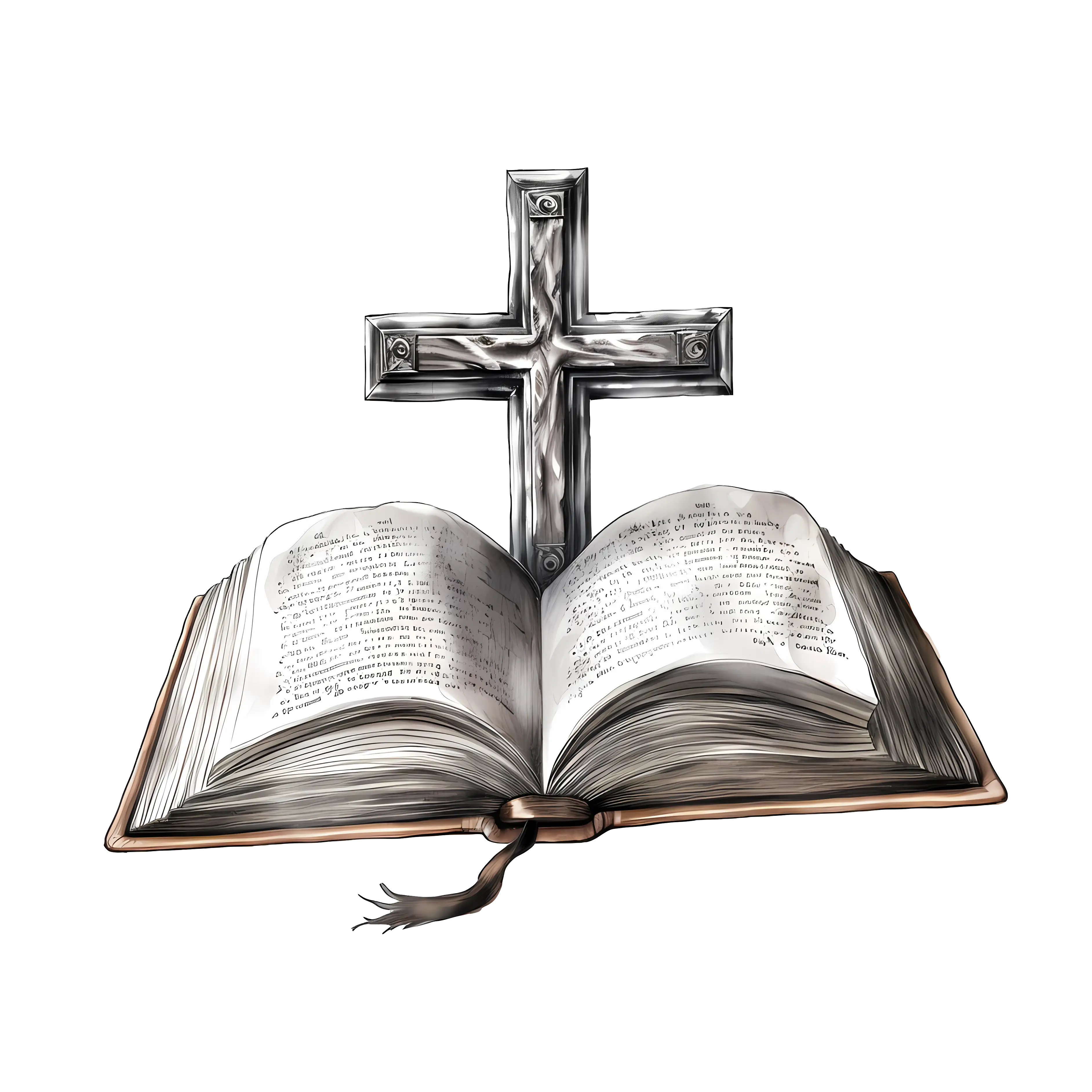 Religious Cross and Open Book