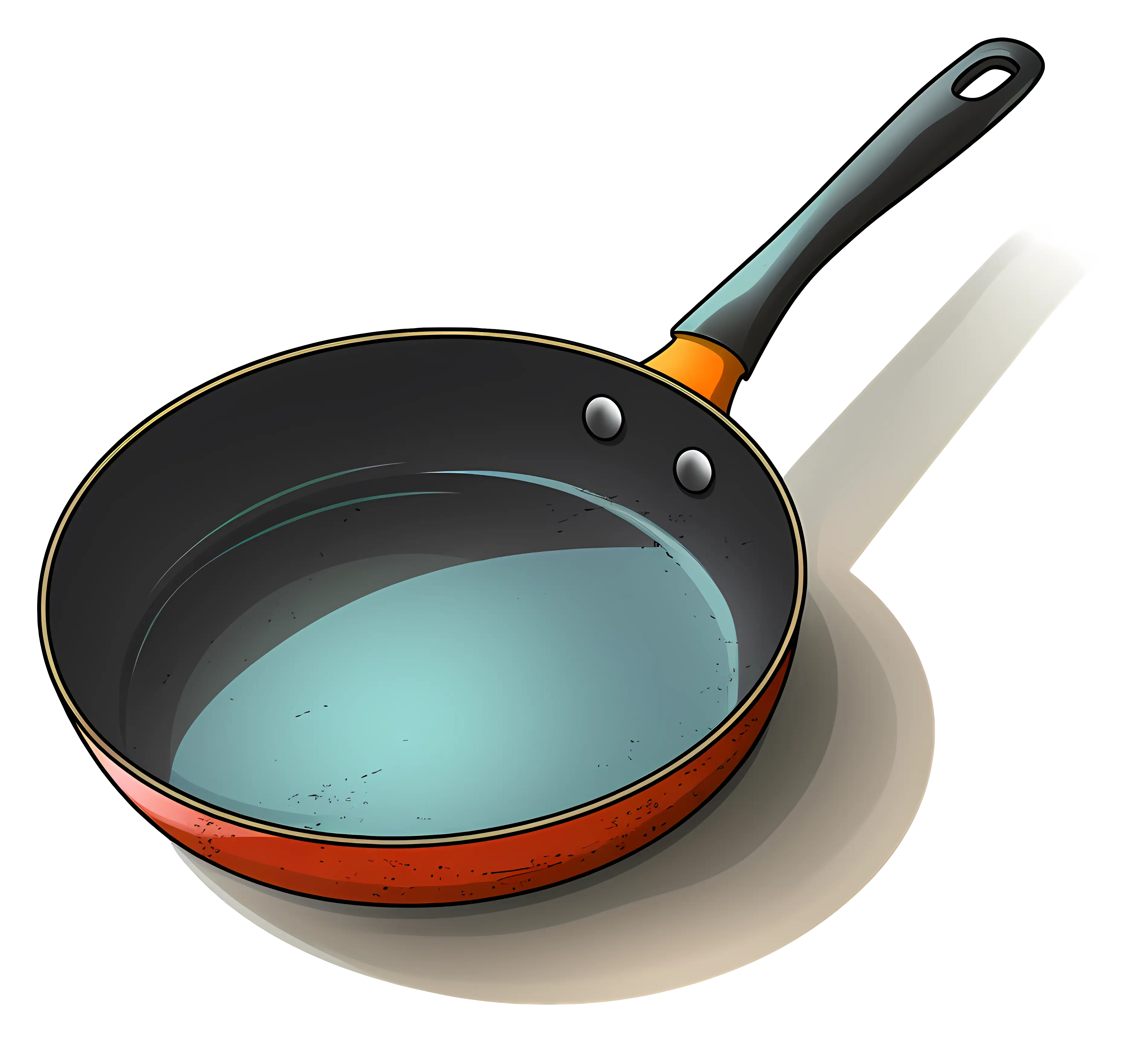 Orange Frying Pan with Black Handle