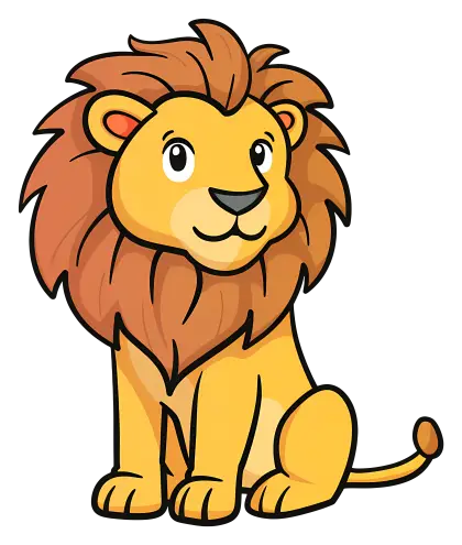 Cute Cartoon Lion Illustration