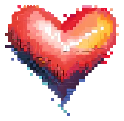 Colorful Pixelated Heart Icon