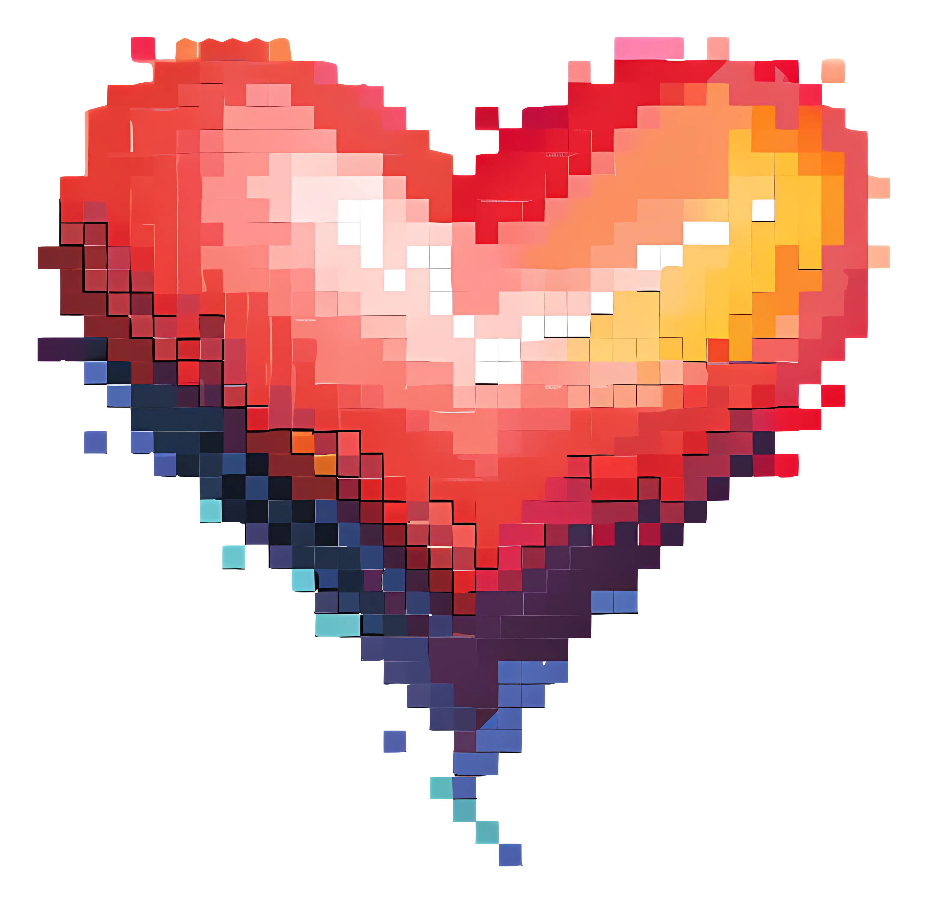 Colorful Pixelated Heart Icon