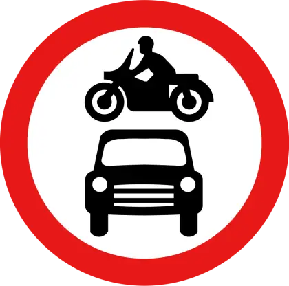 Motorcycle and Car Prohibition Sign