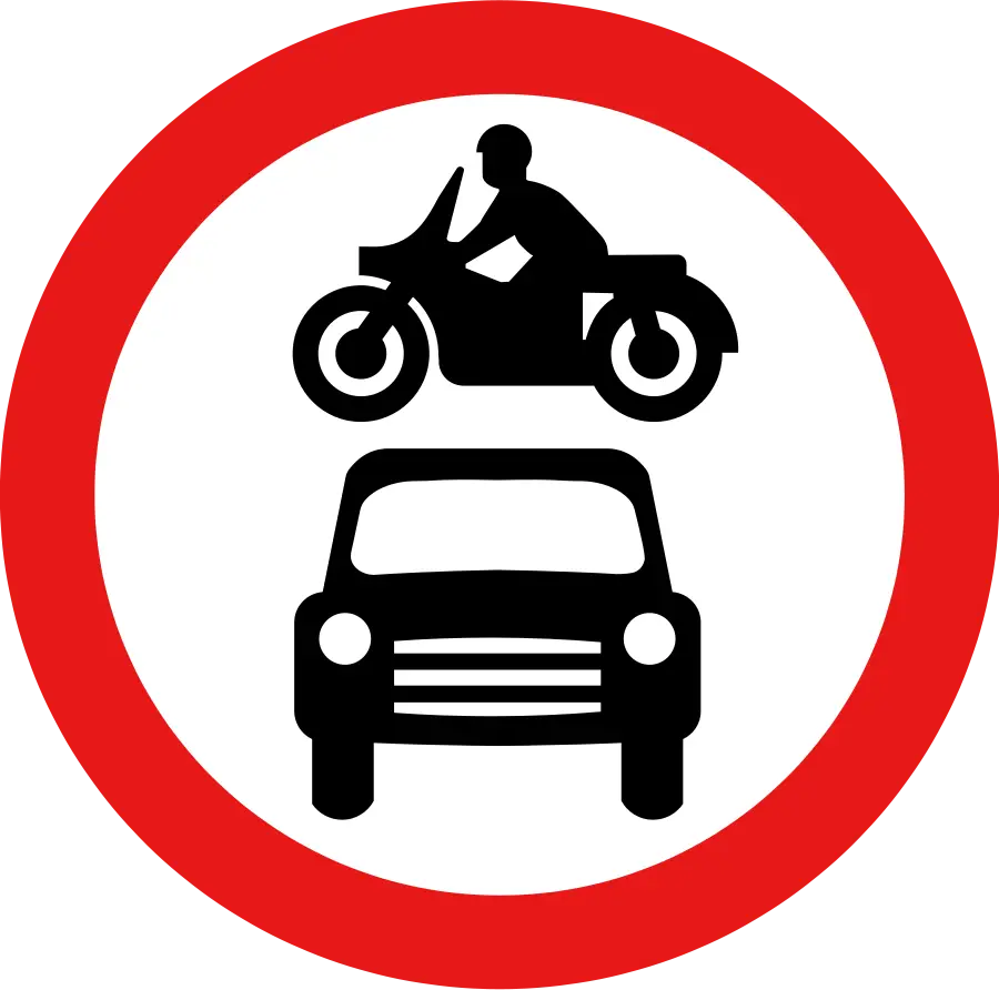 Motorcycle and Car Prohibition Sign
