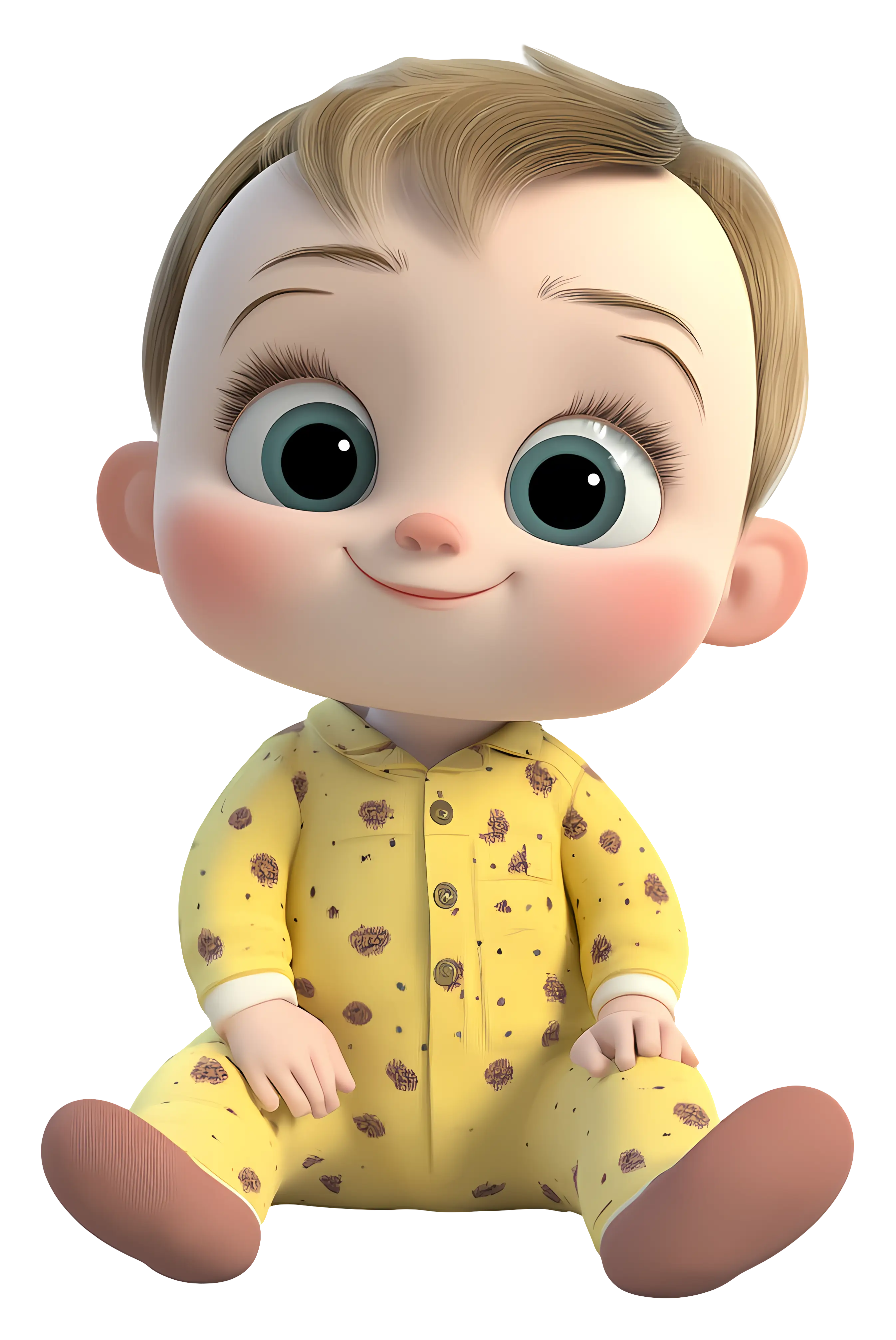 Adorable Cartoon Baby in Yellow Pajamas