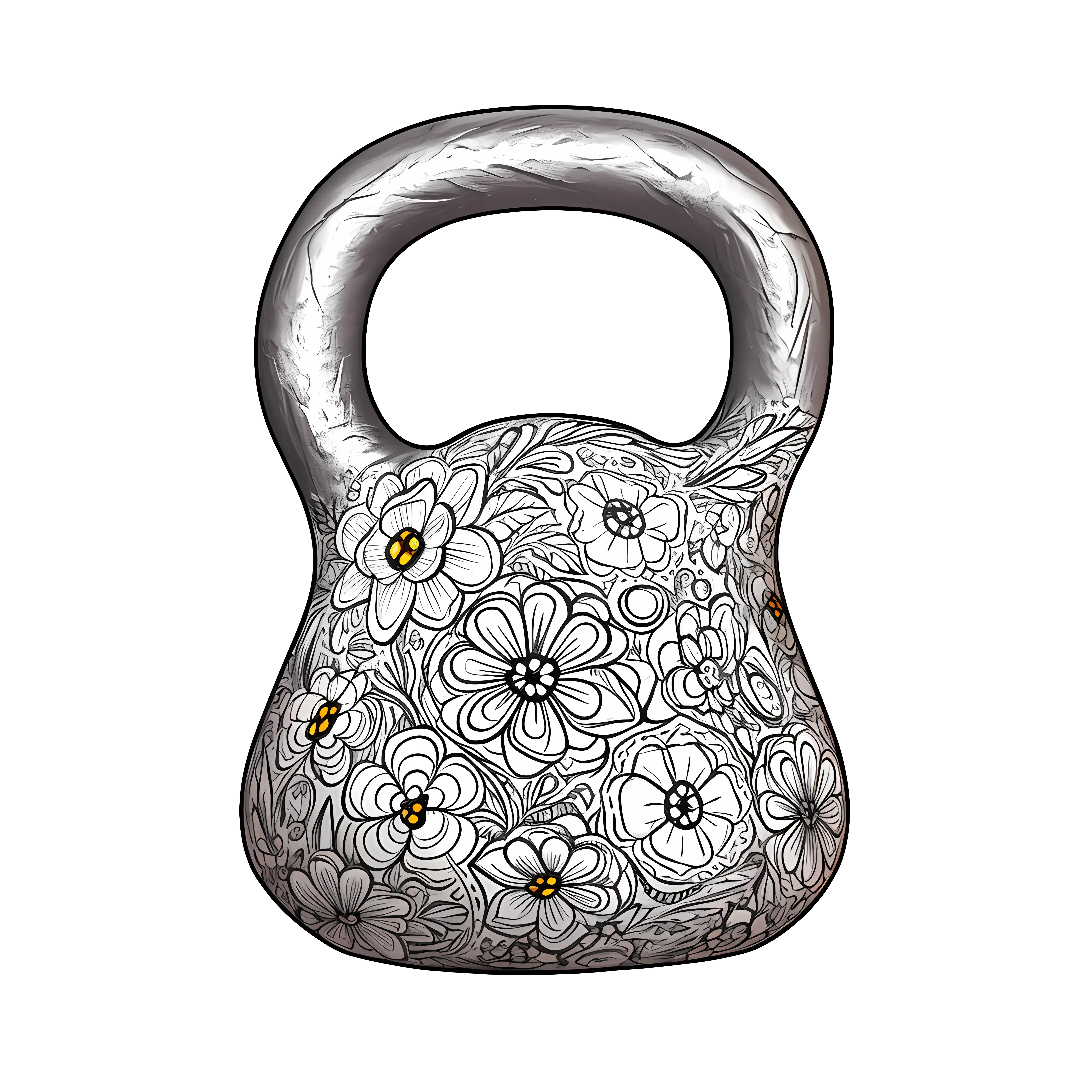 Decorative Floral Kettlebell Design