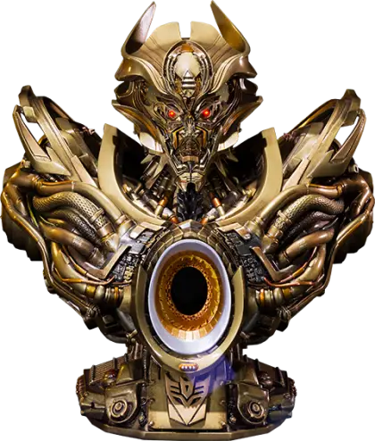 Detailed Robotic Sculpture with Golden Finish