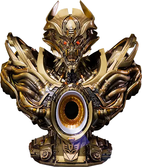 Detailed Robotic Sculpture with Golden Finish