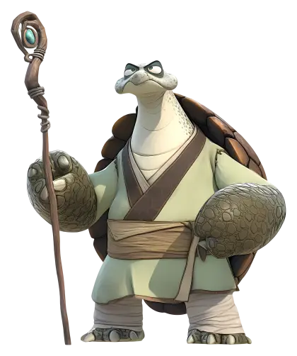 Wise Turtle Cartoon with Staff