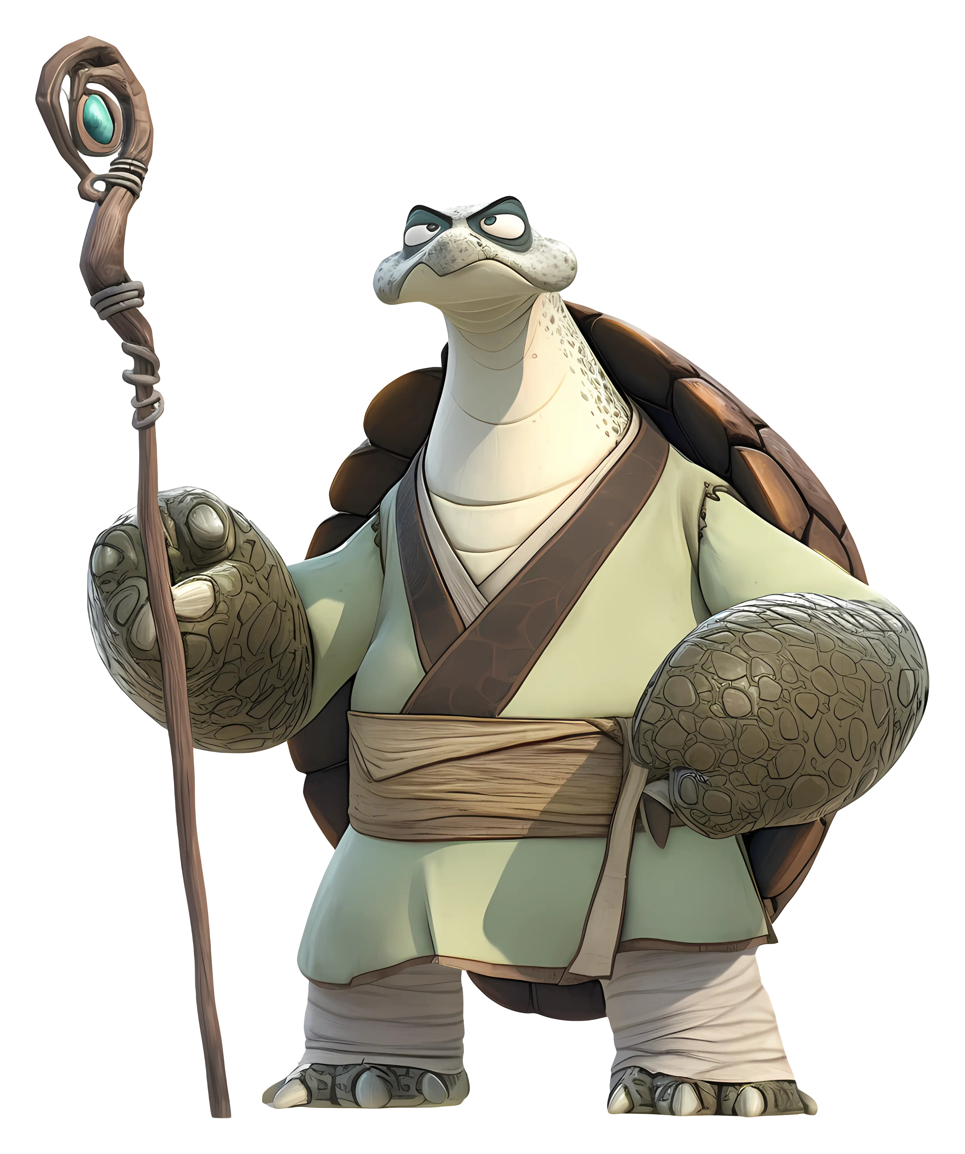 Wise Turtle Cartoon with Staff
