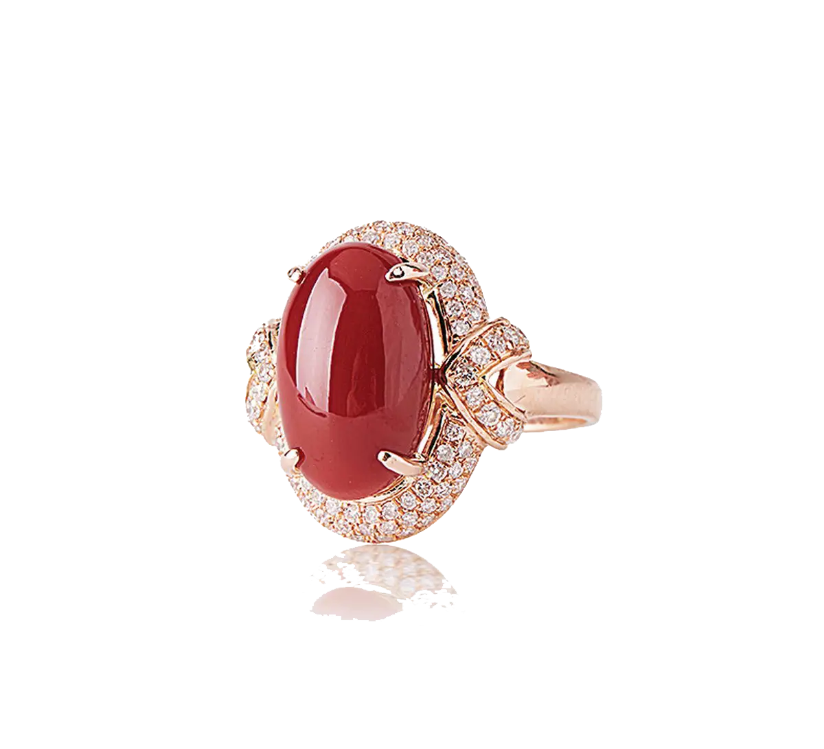 Elegant Red Gemstone Ring with Diamonds