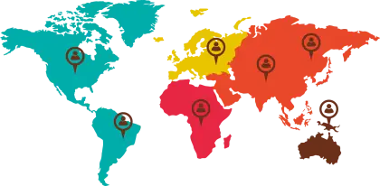 World Map with Location Markers