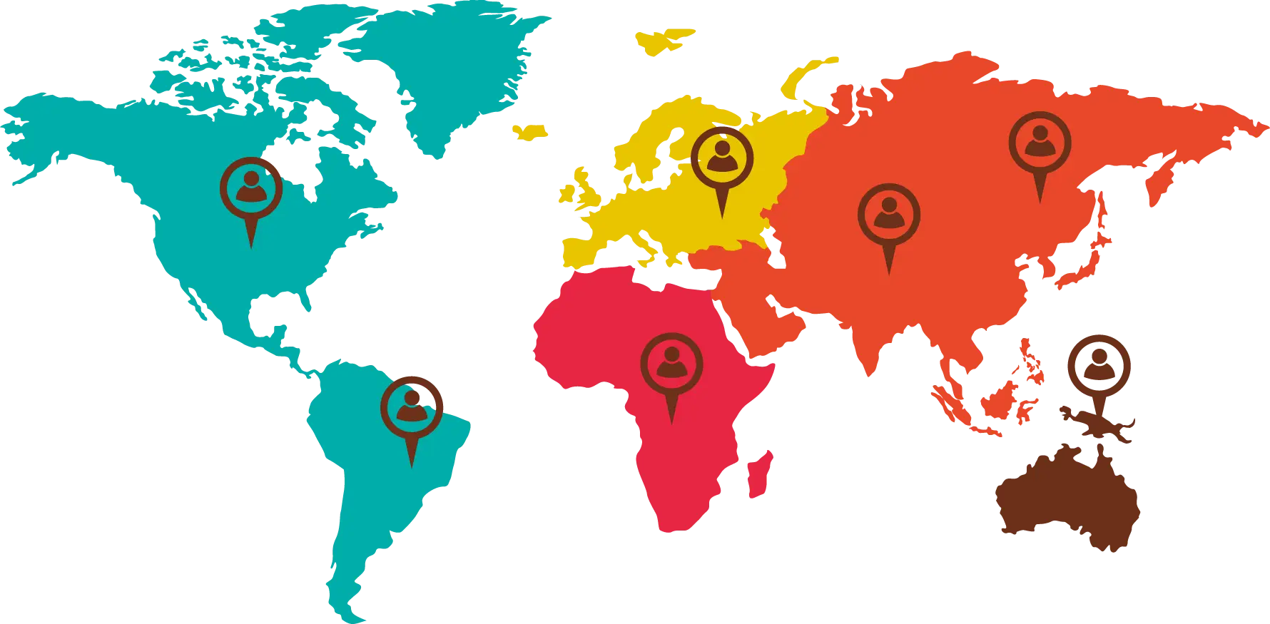 World Map with Location Markers