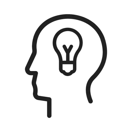 Head with Lightbulb Icon for Idea Visualization