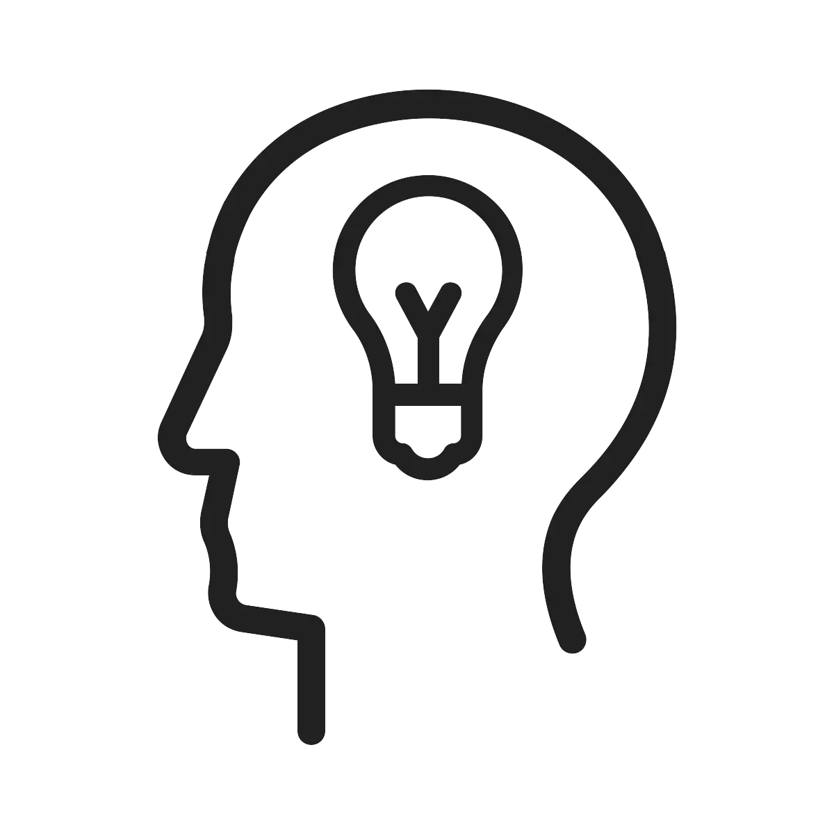 Head with Lightbulb Icon for Idea Visualization