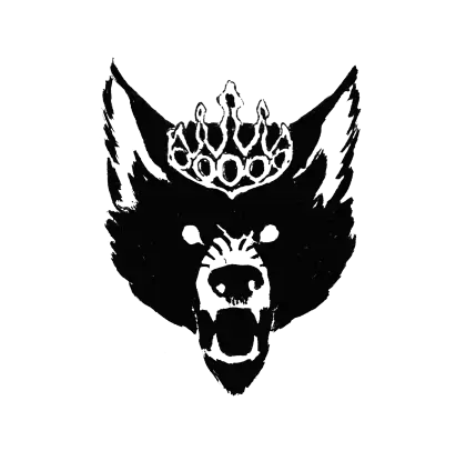 Black and White Wolf with Crown Illustration