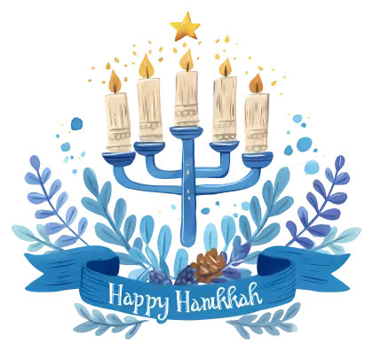 Hanukkah Menorah with Blue Decorations