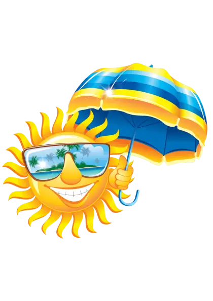 Sun Holding Umbrella for Summer Themes
