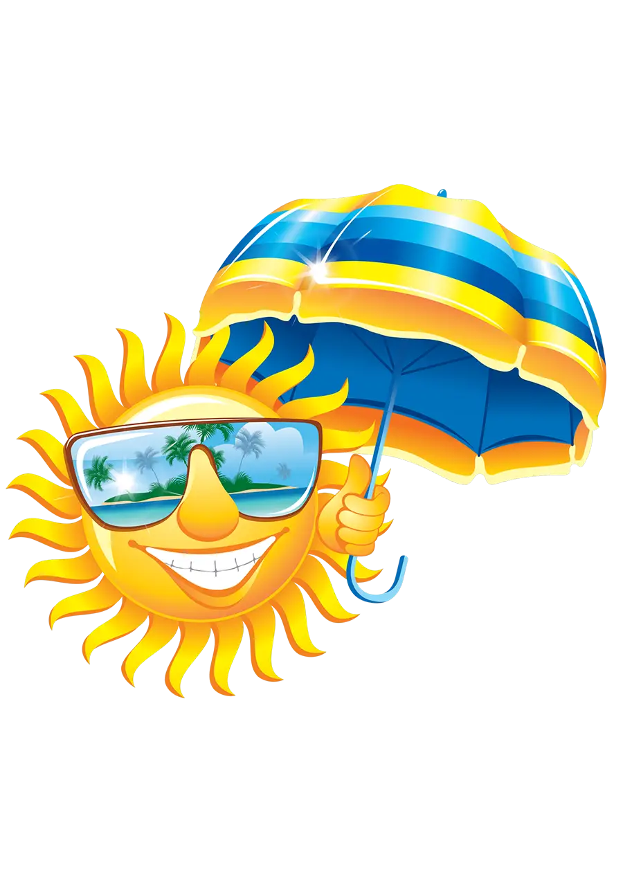 Sun Holding Umbrella for Summer Themes