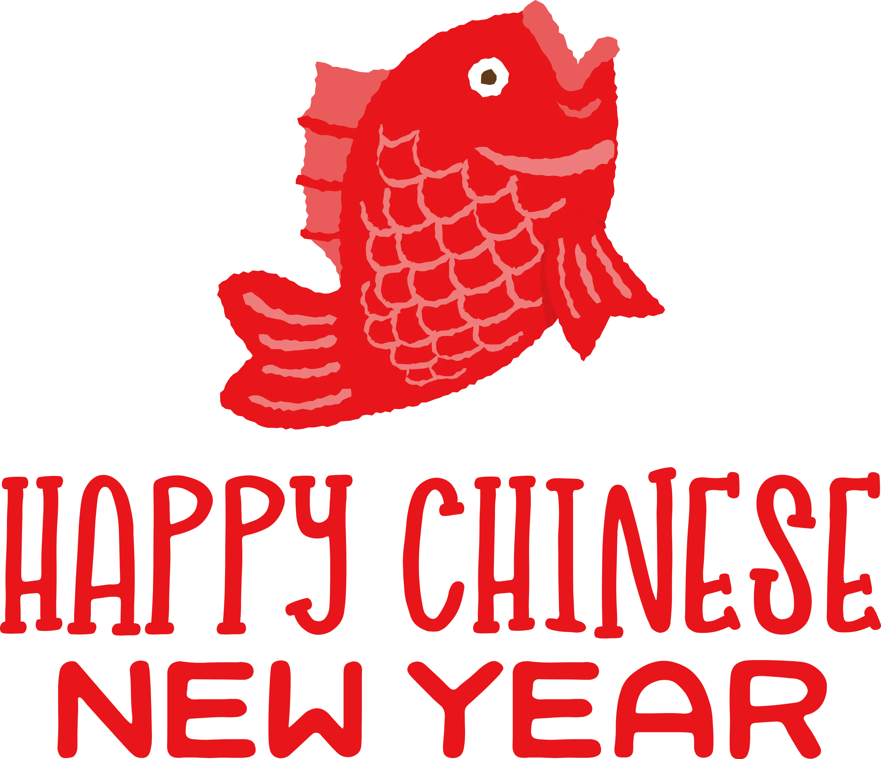 Happy Chinese New Year Red Fish Art