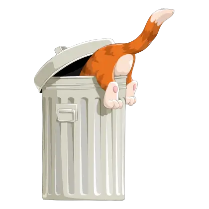 Funny Cat in Trash Can