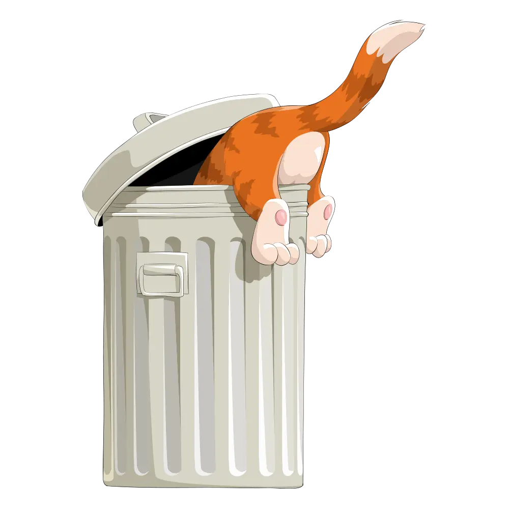 Funny Cat in Trash Can