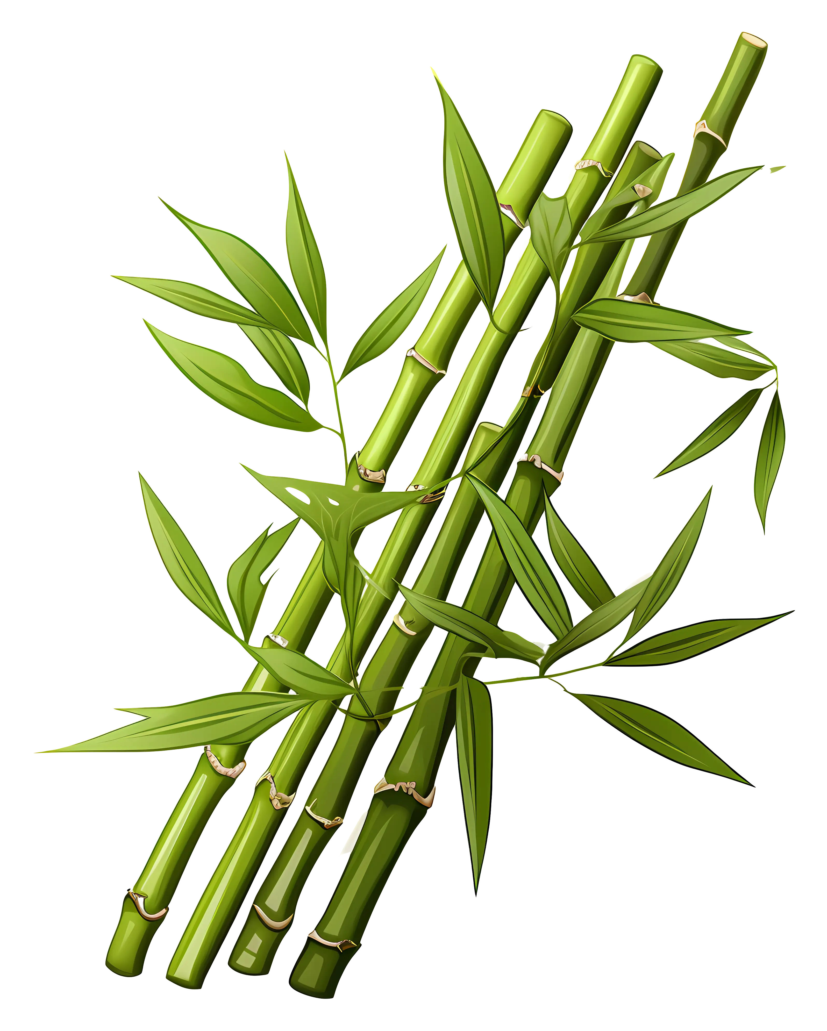 Green Bamboo Stalks and Leaves