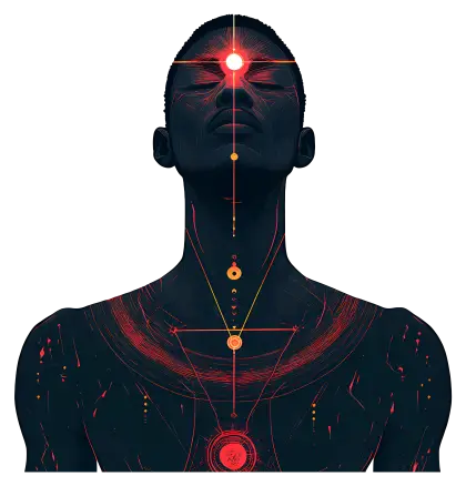 Meditative Figure with Red Energy