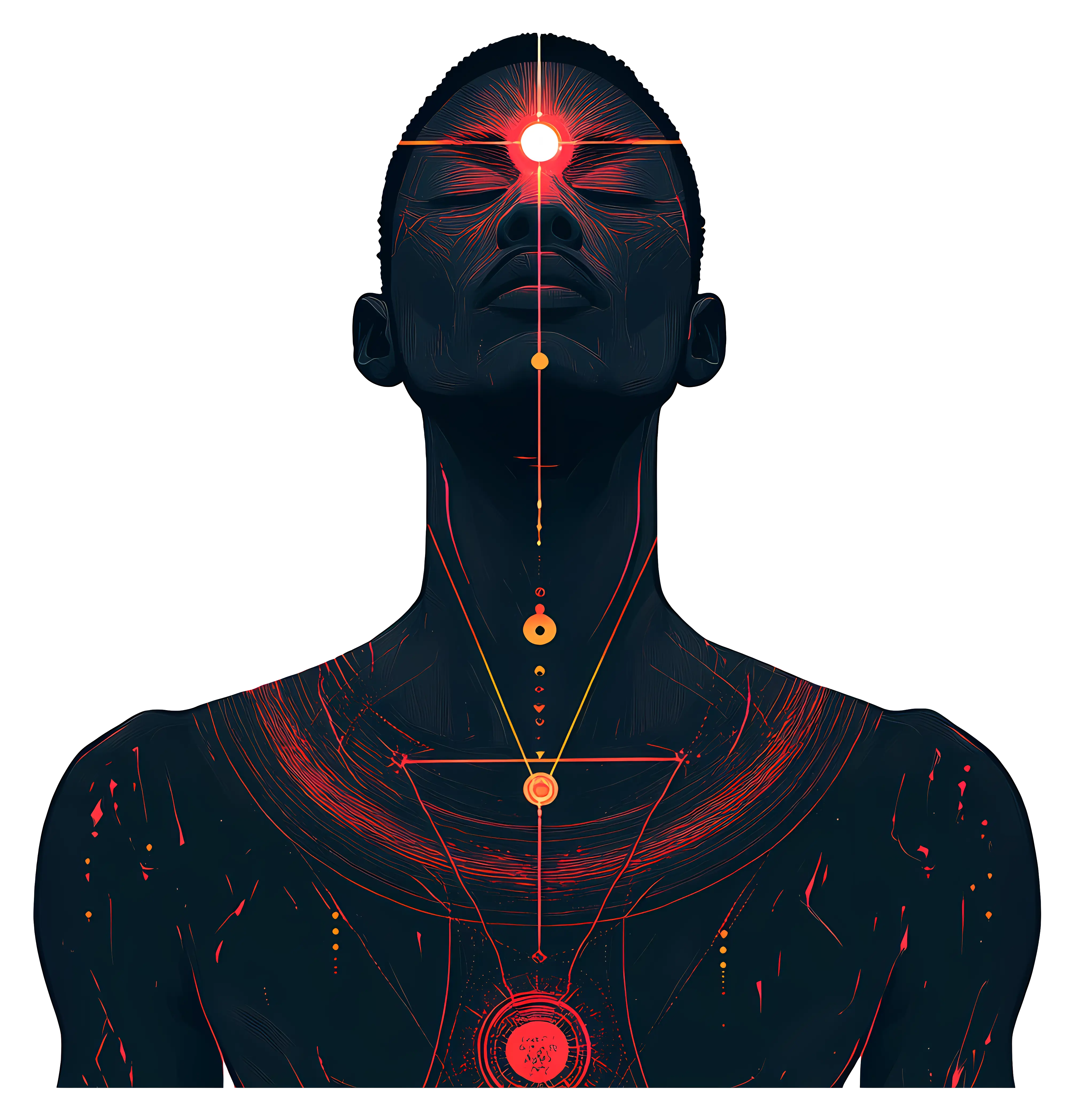 Meditative Figure with Red Energy