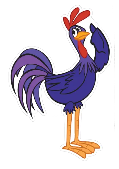 Purple Stylized Cartoon Rooster Illustration