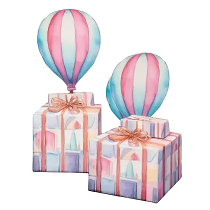 Gift Boxes Decorated with Pastel Hot Air Balloon