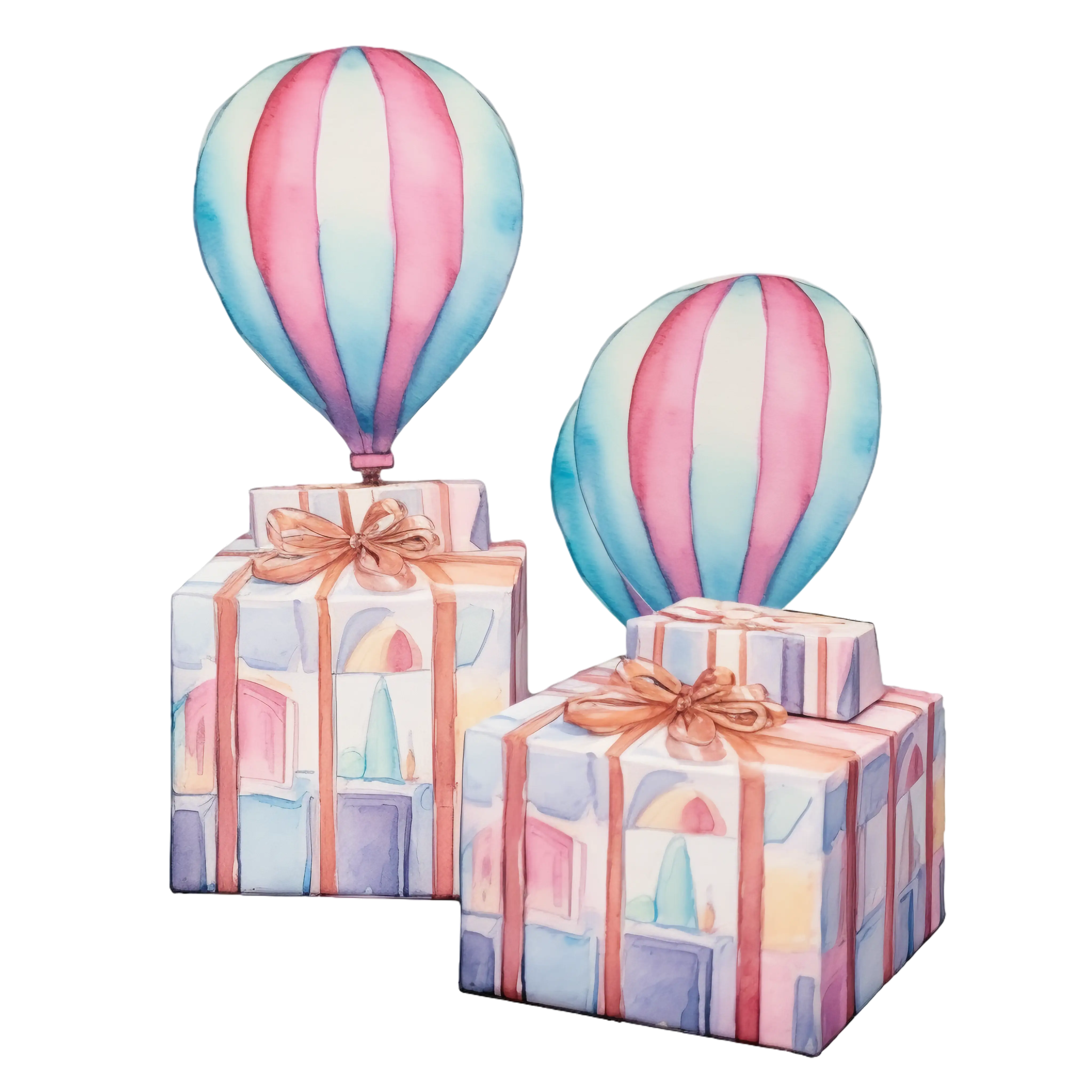 Gift Boxes Decorated with Pastel Hot Air Balloon