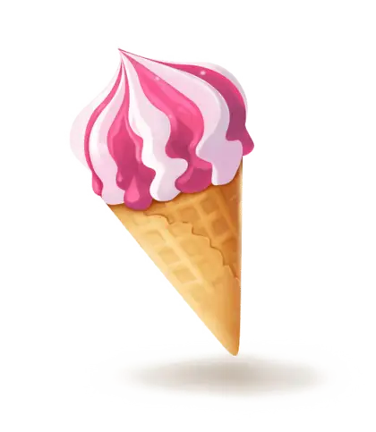Pink Swirl Ice Cream Cone Illustration