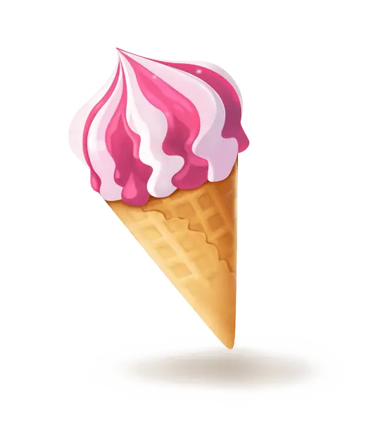 Pink Swirl Ice Cream Cone Illustration