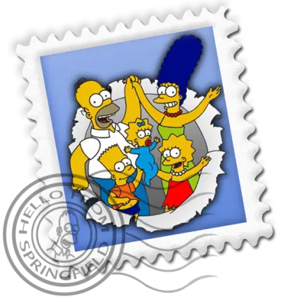 Postage Stamp with Simpsons Family