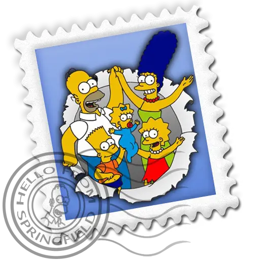 Postage Stamp with Simpsons Family
