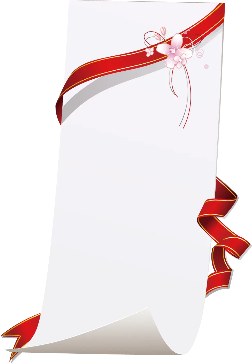 Red Ribbon with Flower Decoration