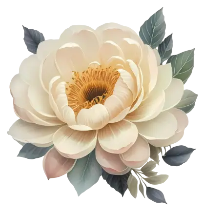 Cream Colored Peony Flower Illustration