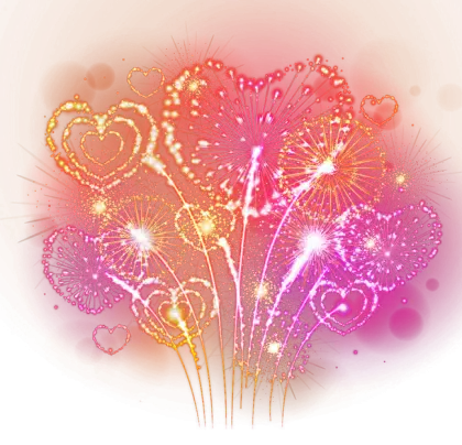 Colorful Sparkling Firework Hearts Graphic