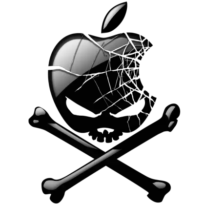 Cracked Apple Skull Logo with Crossbones