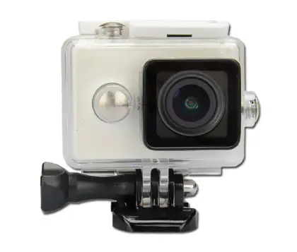 White Action Camera with Mount for Adventurous Recording