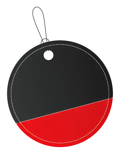 Black and Red Round Tag