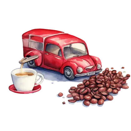 Red Coffee Truck with Beans