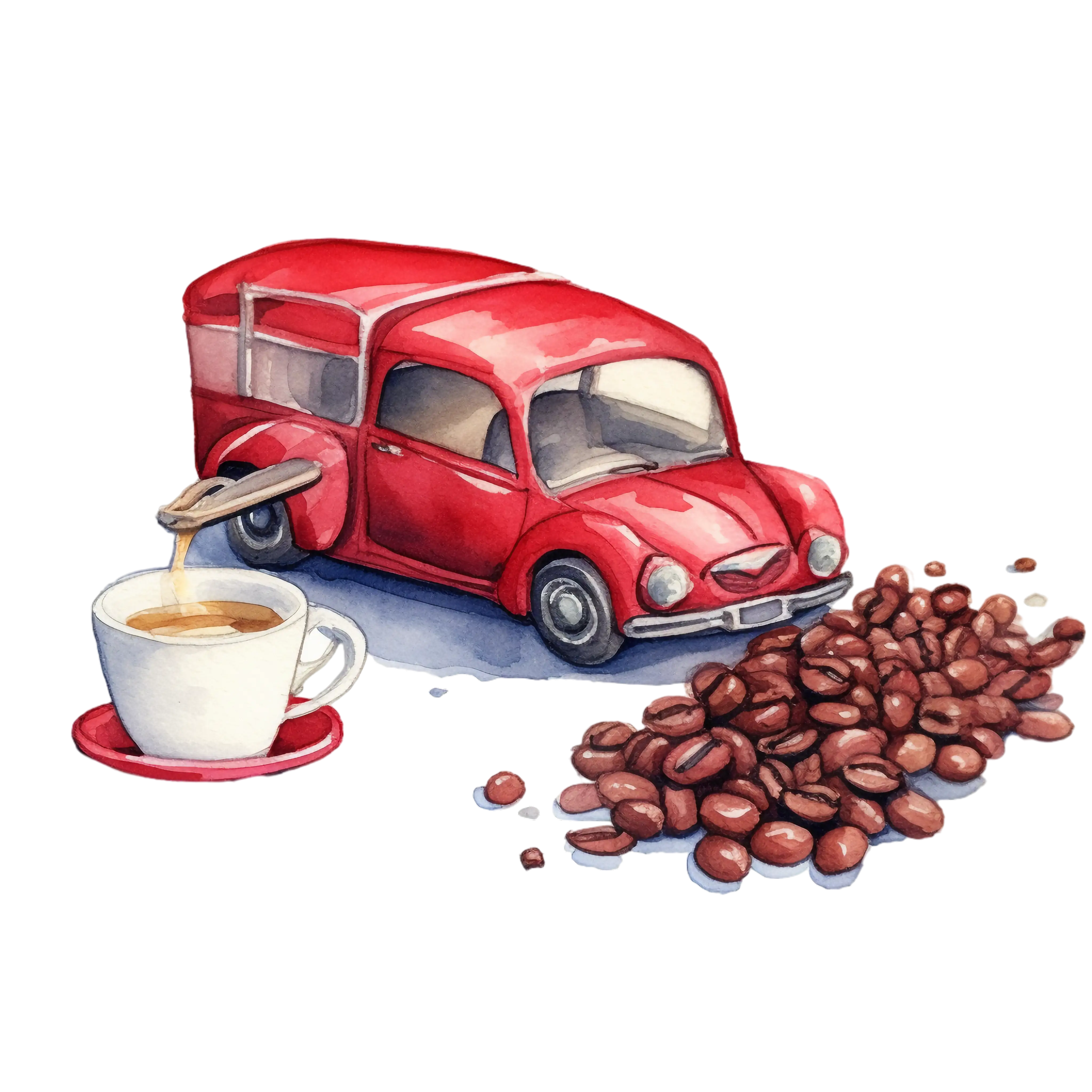 Red Coffee Truck with Beans