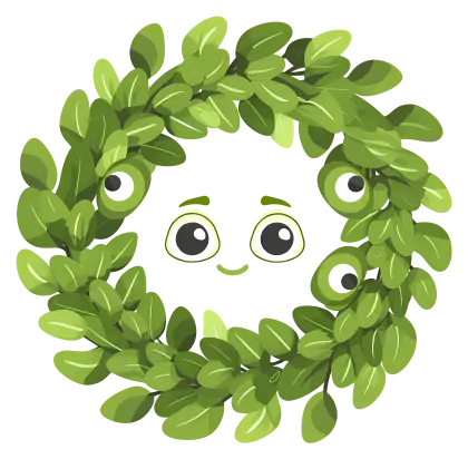 Cartoon Leaf Wreath with Eyes