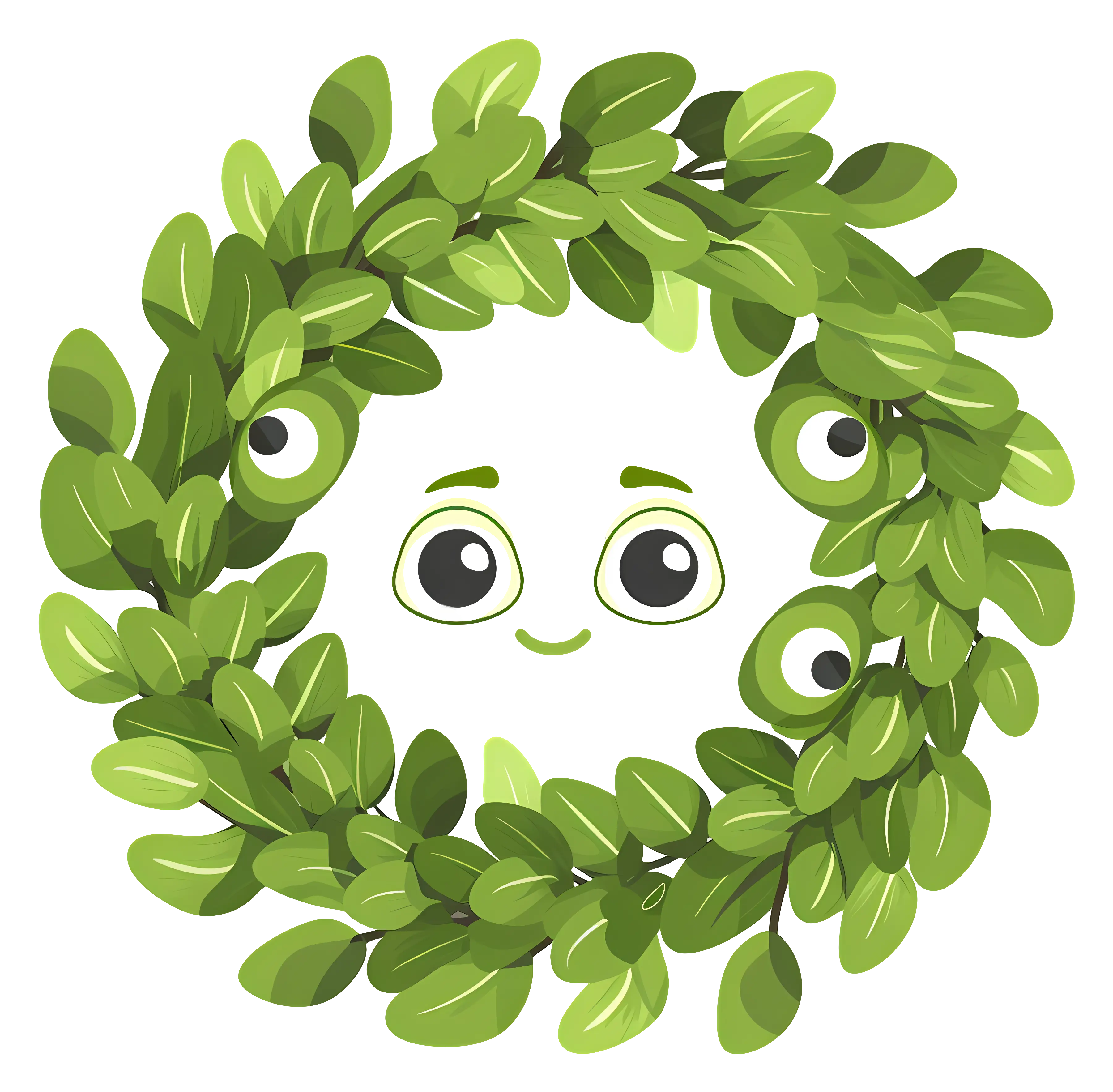 Cartoon Leaf Wreath with Eyes