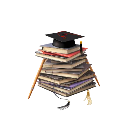 Stack of Books with Graduation Cap