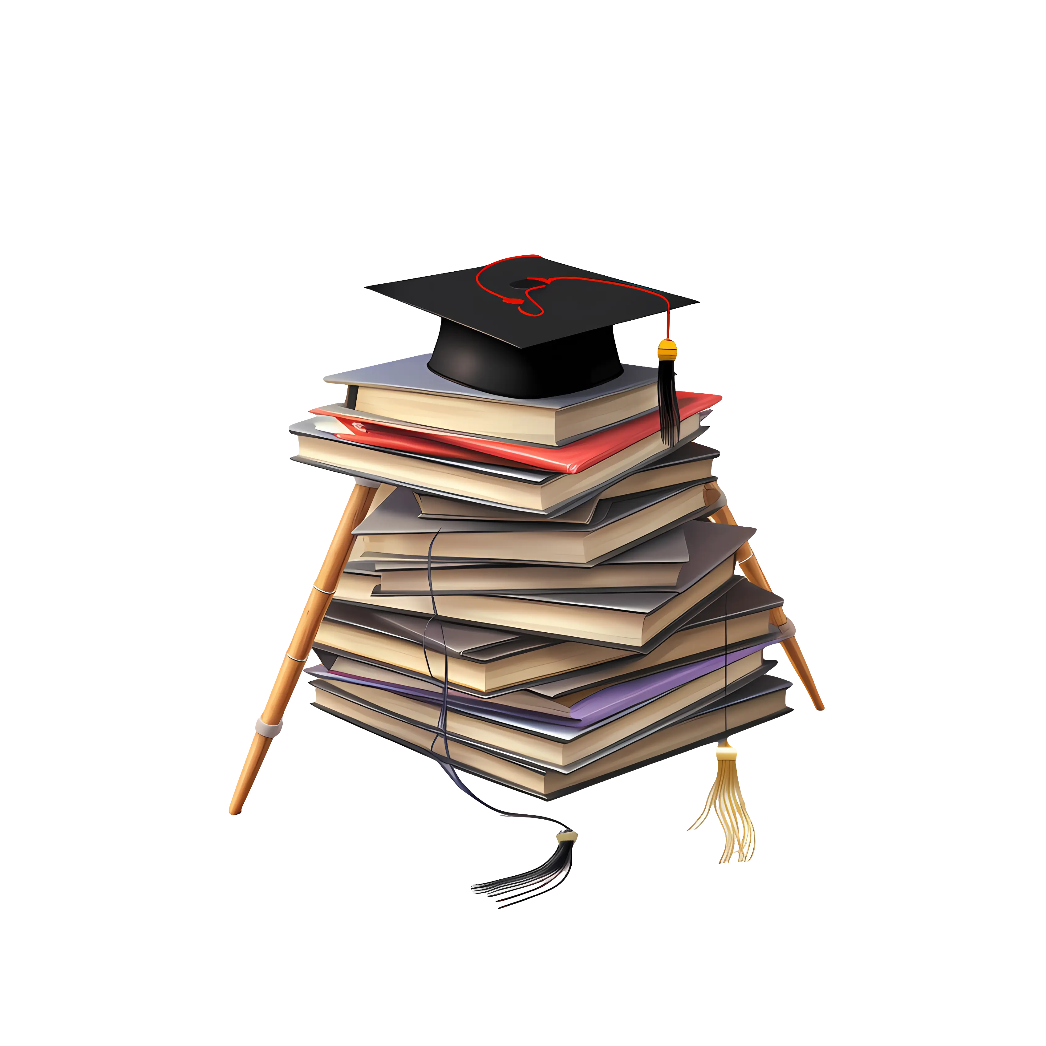 Stack of Books with Graduation Cap